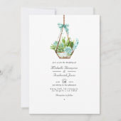 Invitation Terrarium en verre Succulents QR Code RSVP Mariage (Devant)