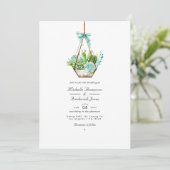 Invitation Terrarium en verre Succulents QR Code RSVP Mariage (Debout devant)