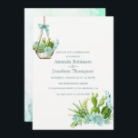 Invitation Terrarium en verre Succulents Wedding shower<br><div class="desc">Monnaie bleu turquoise floral aquarelle succulent cactus du désert invitation Wedding shower plante avec élégante typographie manuscrite personnalisable à votre événement spécifique.</div>
