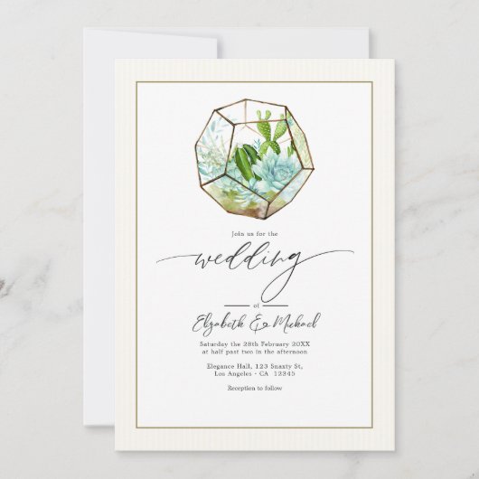 Invitation Terrarium Garden Wedding Photo et QR Code (Devant)