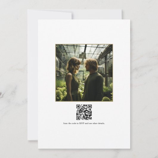 Invitation Terrarium Garden Wedding Photo et QR Code (Dos)