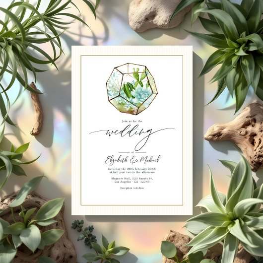 Invitation Terrarium Garden Wedding Photo et QR Code
