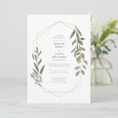 Invitation Terrarium géométrique minimal à feuilles et or (Debout devant)