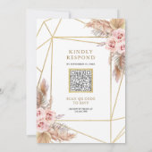Invitation Terrarium Pampas Roses Rose Poussiéreuse Code QR M (Dos)