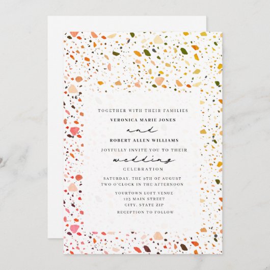 Invitation Terrazzo Mariage moderne du désert (Devant / Derrière)