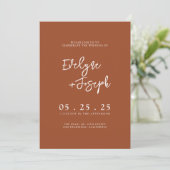 Invitation Terrcotta Brûlé Orange Boho Tout En Un Mariage (Debout devant)