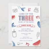 Invitation Terre Américaine Des Trois 3E Fête D'Anniversaire (Devant)