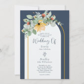 Invitation Terre Arc Floral Marine Non Photo Code QR Mariage (Devant)