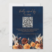 Invitation Terre Cuite Bleu Marine Code QR Herbe de la Pampa (Dos)