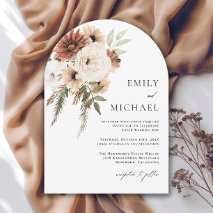 Invitation Terre Cuite Bohème Floral Automne Ovale Mariage