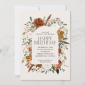 Invitation Terre cuite fleurie d'anniversaire moderne rustiqu (Devant)