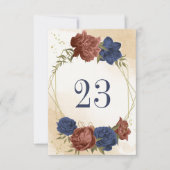 Invitation terre cuite marine bleu floral numéro de tableau g (Devant)
