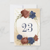 Invitation terre cuite marine bleu floral numéro de tableau g (Dos)