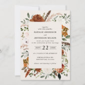 Invitation Terre cuite noire florale rustique élégant moderne (Devant)