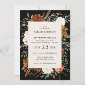 Invitation Terre cuite noire florale rustique élégant moderne (Devant)