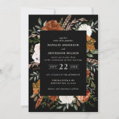 Invitation Terre cuite noire florale rustique élégant moderne (Devant)