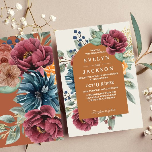 Invitation Terre cuite orange brûlée Boho rustique moderne