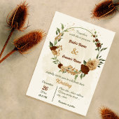 Invitation terre cuite tonalité de terre mariage vert fleuri