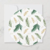 Invitation Terre de Noël vert feuille d'or baptême (Dos)