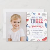 Invitation Terre Des Trois 3ème Anniversaire Photo De Fête (Devant)