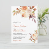Invitation Terre Dusty Pêcher Floral tout en un seul Mariage (Debout devant)