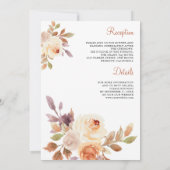 Invitation Terre Dusty Pêcher Floral tout en un seul Mariage (Dos)