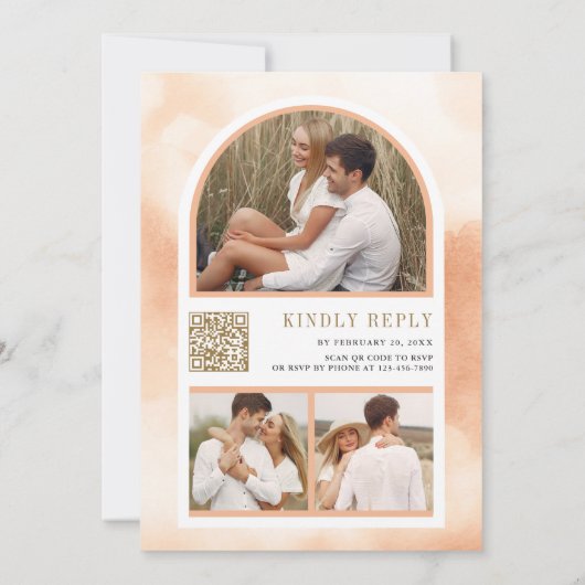 Invitation Terre Florale Automne Photo QR Code Mariage (Dos)