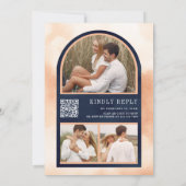 Invitation Terre Florale Automne QR Code Mariage de marine (Dos)