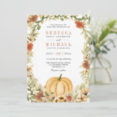 Invitation Terre Florale Citrouille Terracotta Code QR Mariag (Debout devant)