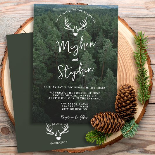 Invitation Terre Forestière Rustique Avec Cerfs Antlers Maria
