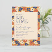 Invitation Terre moderne Bleu Jaune Rouge Fête des mariées Fl (Debout devant)