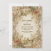 Invitation Terre neutre Mariage floral bohémien (Devant)