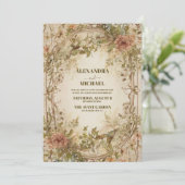 Invitation Terre neutre Mariage floral bohémien (Debout devant)