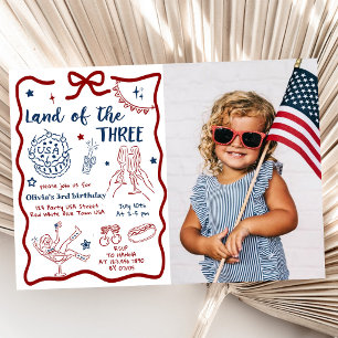 Invitation Terre Patriotique des Trois Photos d'Anniversaire