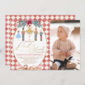 Invitation Terre Rouge des sucreries Nutcracker Photo Anniver (Devant / Derrière)