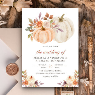 Invitation Terre Rustique Poussiéreuse Péché Floral Citrouill
