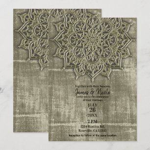 Invitation Terre rustique Tan Mandala Mariage minimal