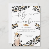 Invitation Terre Sainte Vache ferme tournesol premier anniver (Devant)