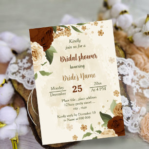 Invitation terre terre cuite tonalité fleurie douche nuptiale