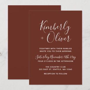 Invitation Terre-Terre Rouge Argile Brûlée Rustique Mariage T