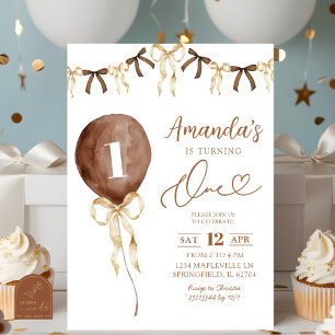 Invitation Terre Tone Boho Coquette Ribbon Premier anniversai