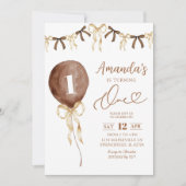 Invitation Terre Tone Boho Coquette Ribbon Premier anniversai (Devant)