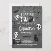 Invitation Terrible Two Black & White Spooktacular Halloween (Devant)