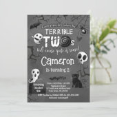 Invitation Terrible Two Black & White Spooktacular Halloween (Debout devant)