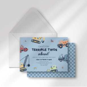 Invitation Terrible Twos Ahead Construction Camion 2e