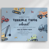 Invitation Terrible Twos Ahead Construction Camion 2e