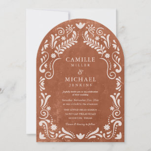 Invitation Terrocotta Papel Picado Mariage mexicain