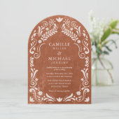 Invitation Terrocotta Papel Picado Mariage mexicain (Debout devant)