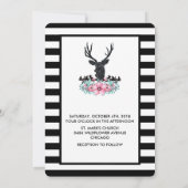 Invitation Tête de cerf noir avec Fleurs roses et Mariage de  (Dos)