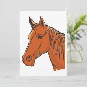 Invitation Tête de Cheval Marron Ferme Animal
